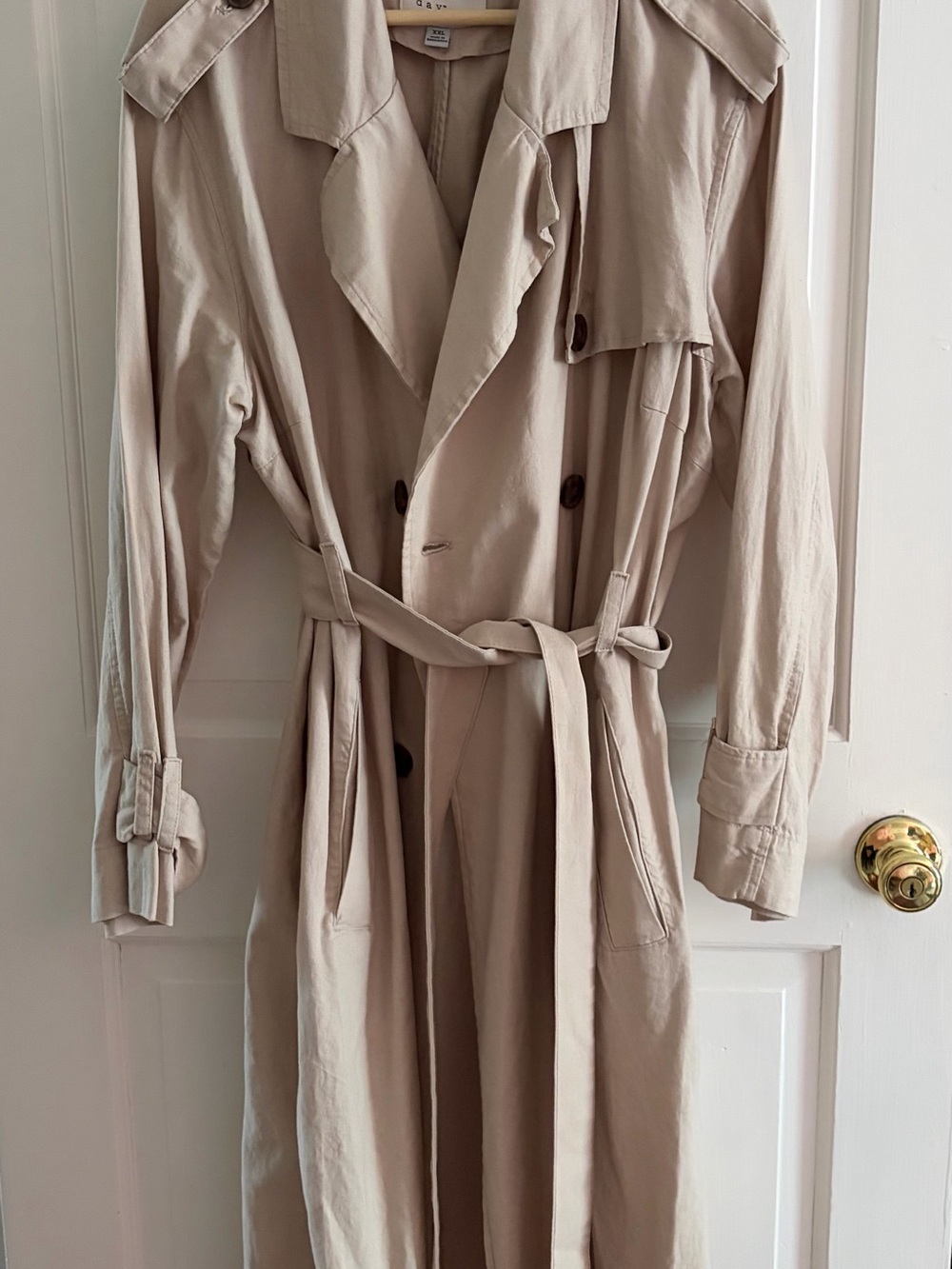 NWOT A New Day Women's Linen Blend Trench Coat with Belt XXL
